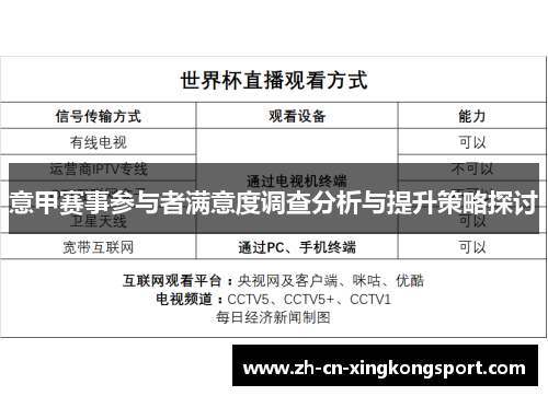 意甲赛事参与者满意度调查分析与提升策略探讨