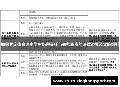 如何界定体育课中学生伤害责任与教师职责的法律边界及实施细则