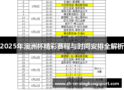 2025年澳洲杯精彩赛程与时间安排全解析