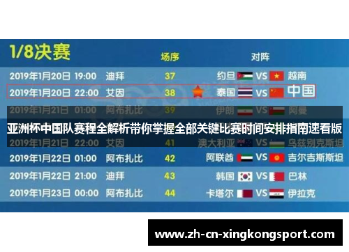 亚洲杯中国队赛程全解析带你掌握全部关键比赛时间安排指南速看版