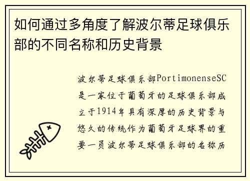 如何通过多角度了解波尔蒂足球俱乐部的不同名称和历史背景